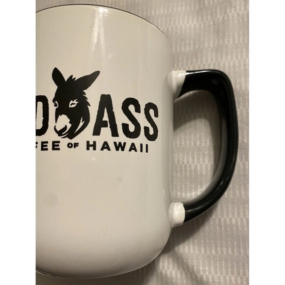 Bad Ass Coffee Of Hawaii Cup Mug White & Black heavy duty Multicolor Donkey - Picture 8 of 11